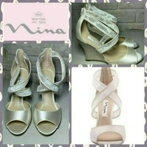 NIB MSRP $109 Nina Elyana Strappy Wedge Sandal Women's Size 9.5